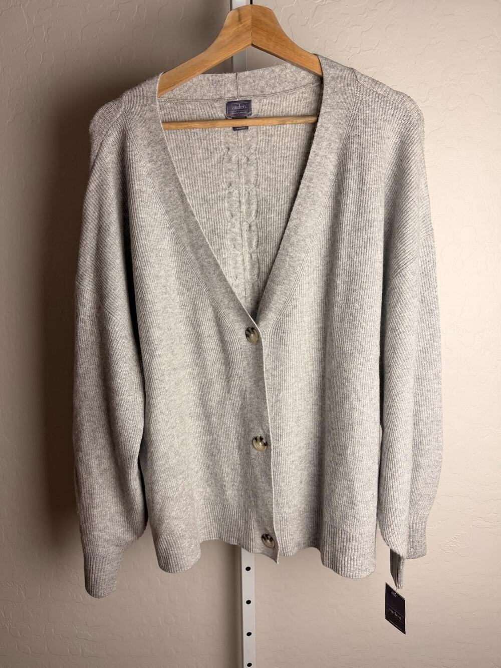 Auden Luxury Collection Gray Knit Cardigan Sweater Women’s 2X Button Front